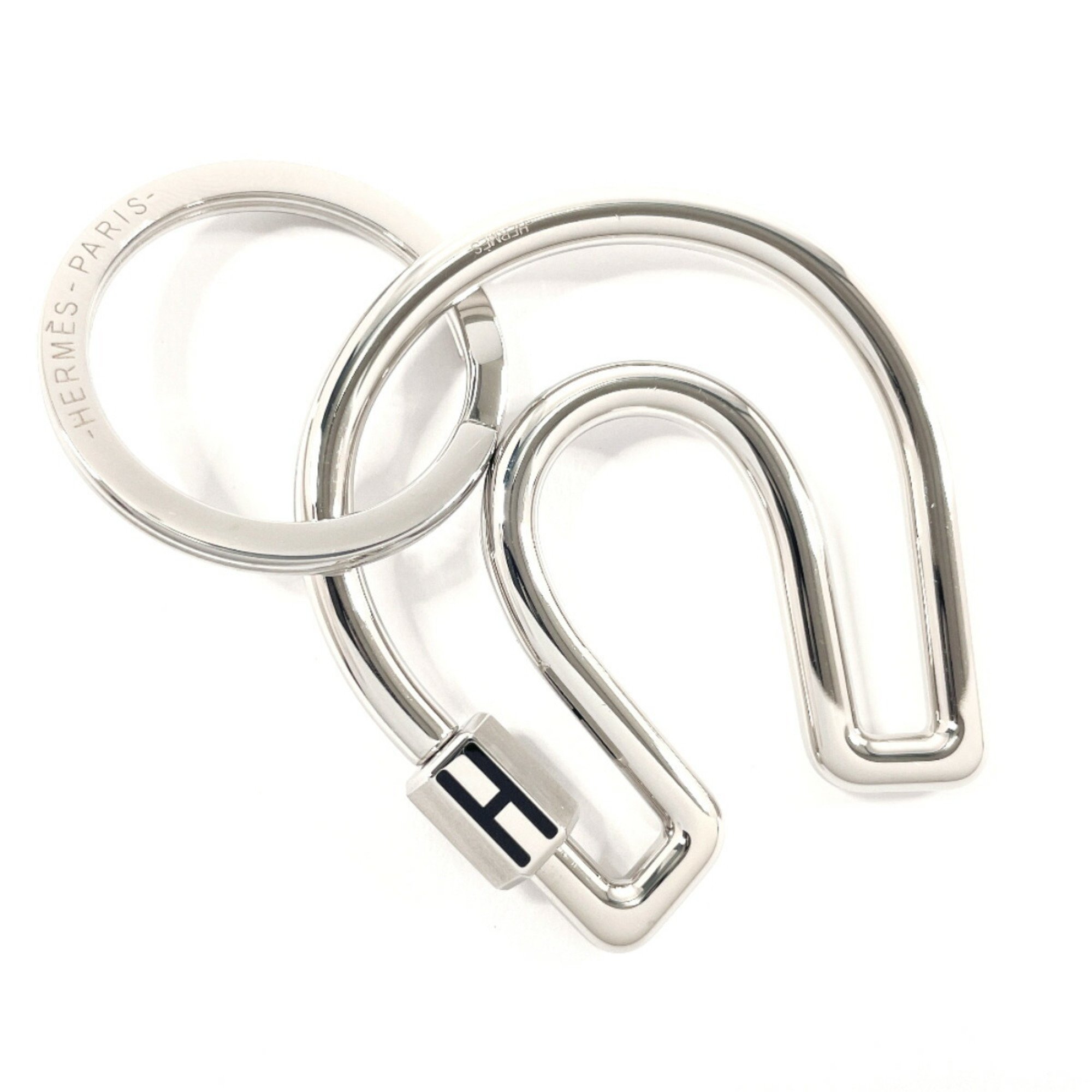 HERMES Hermes Faire a Cheval Keychain Metal Silver Unisex