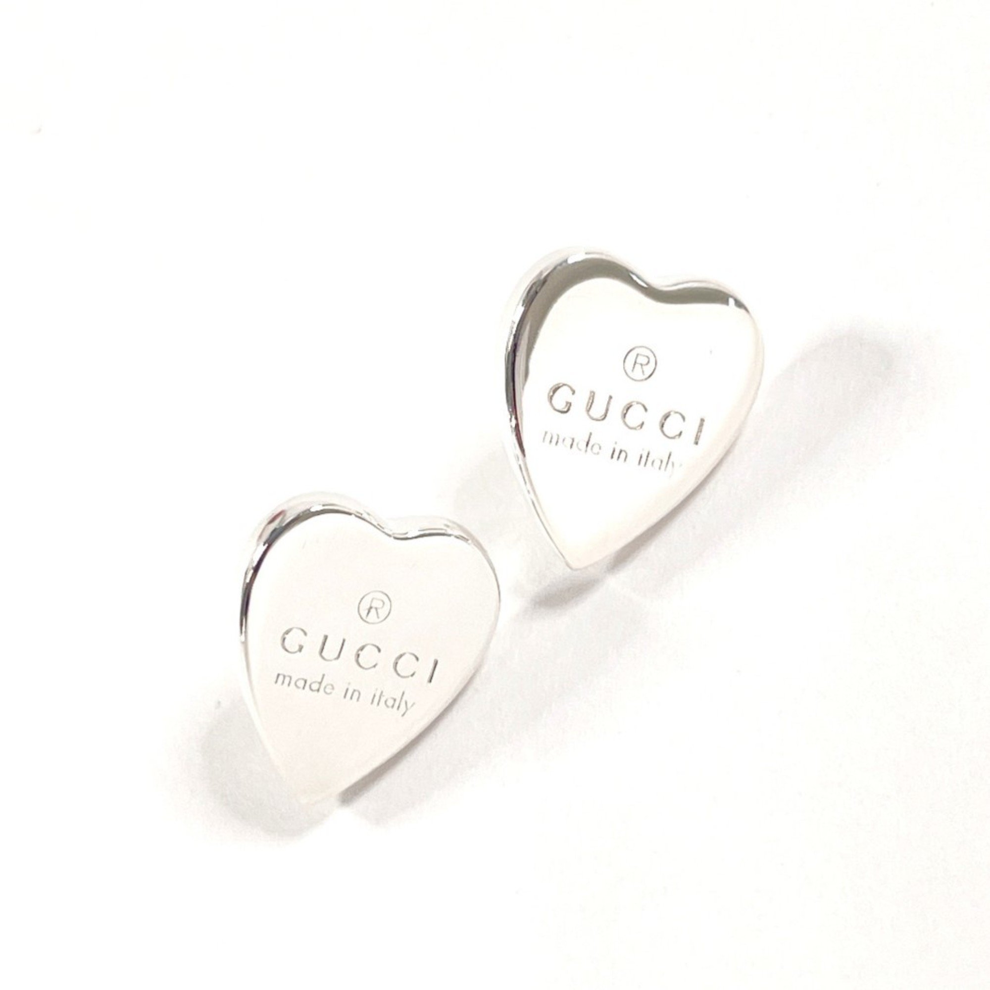 GUCCI Trademark Heart Shape 223990 J8400 8106 Earrings Silver 925 Women's
