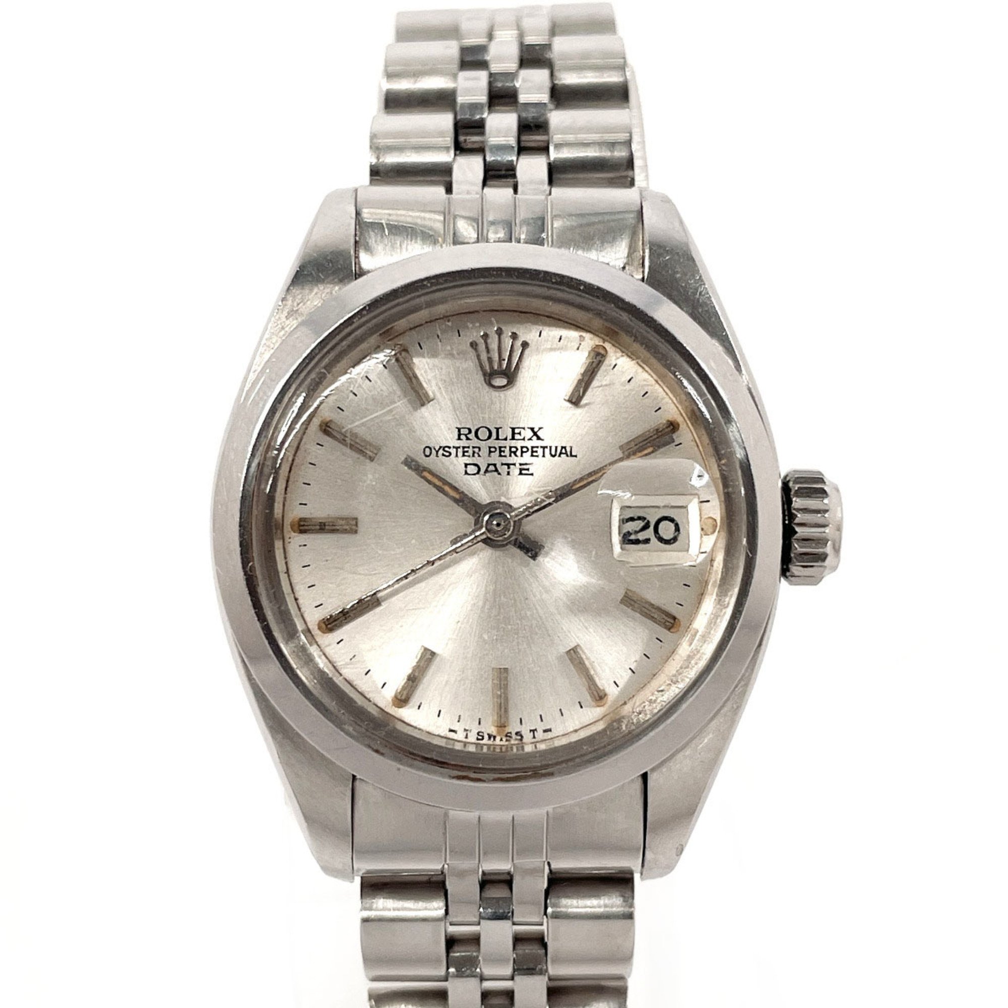 ROLEX Rolex Oyster Perpetual Date 6916 (case back 6900) Wristwatch Stainless Steel/Stainless Steel Silver Automatic Dial Ladies