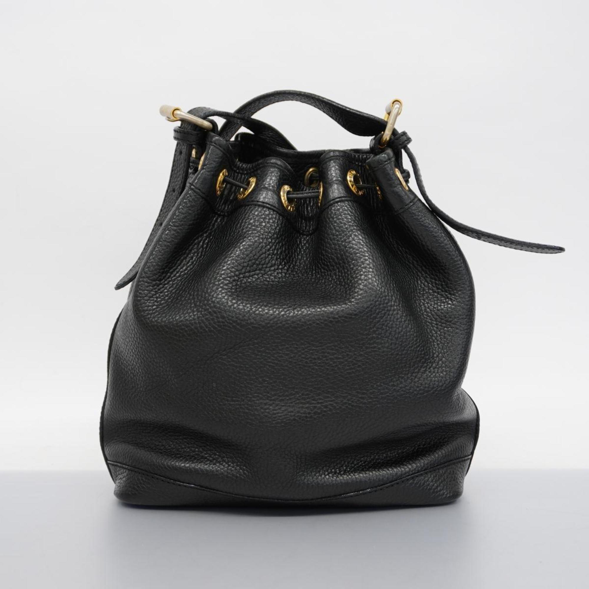 Fendi Shoulder Bag Leather Black Women's