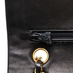 Chanel Matelasse 25 Coco Mark Double Flap Chain Shoulder Bag Black Gold Lambskin Women's CHANEL