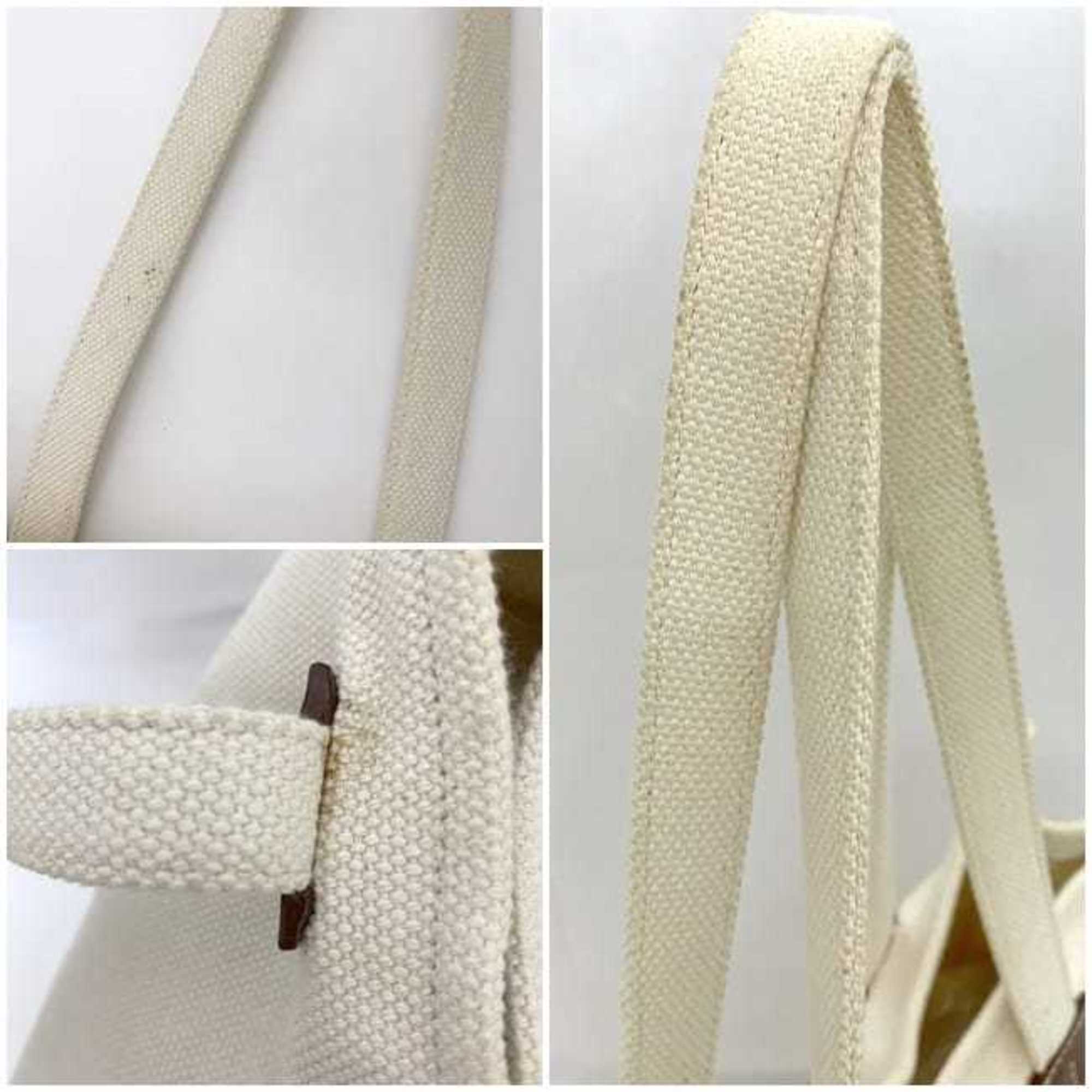 BALLY Tote Bag Natural White Brown 6236963 00349 ec-20543 Cotton Canvas Leather Women's