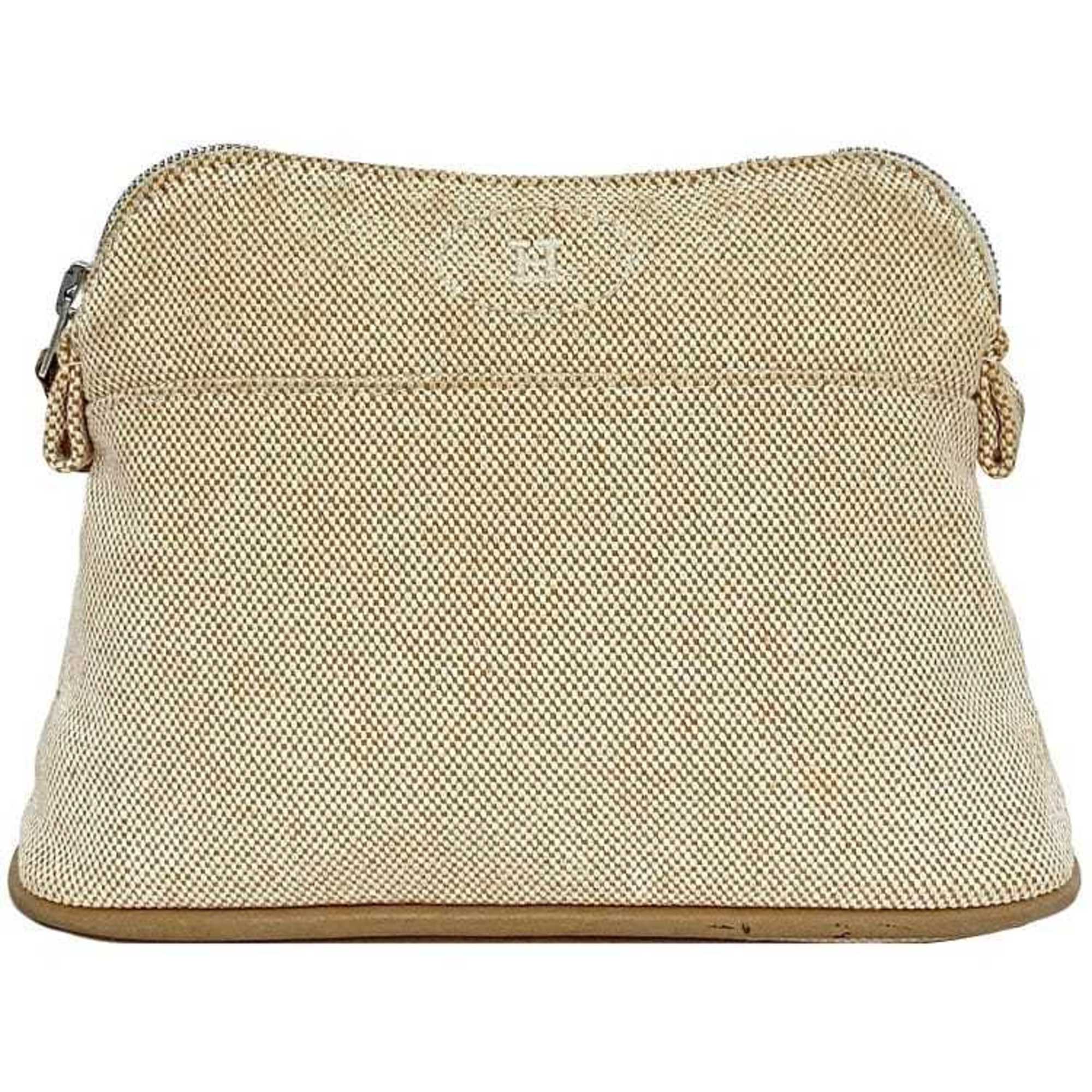 Hermes pouch orange beige Bolide ec-20573 canvas HERMES ladies compact