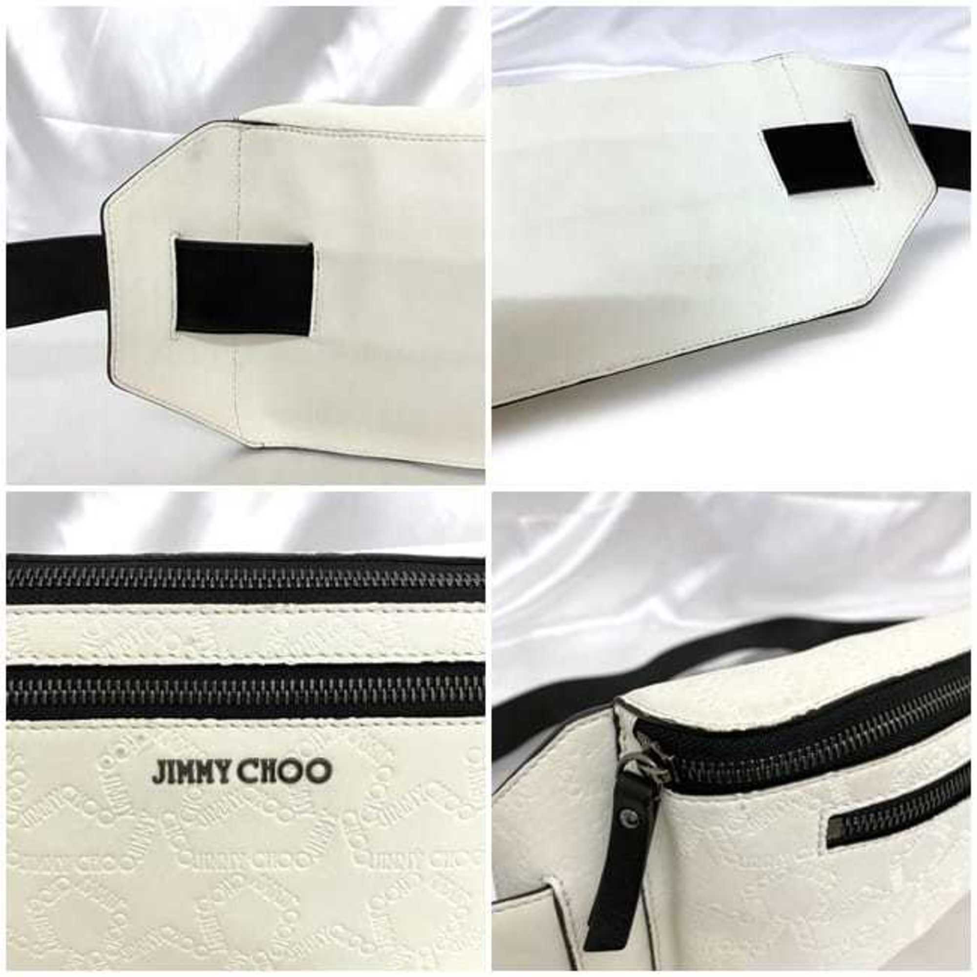 Jimmy Choo body bag white black ec-20583 star leather JIMMY CHOO waist belt crossbody pattern compact ladies