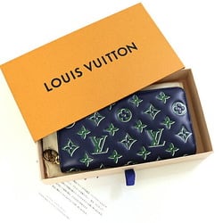 LOUIS VUITTON Zippy Wallet Round Long Lamb Leather M82642 Navy Blue Green