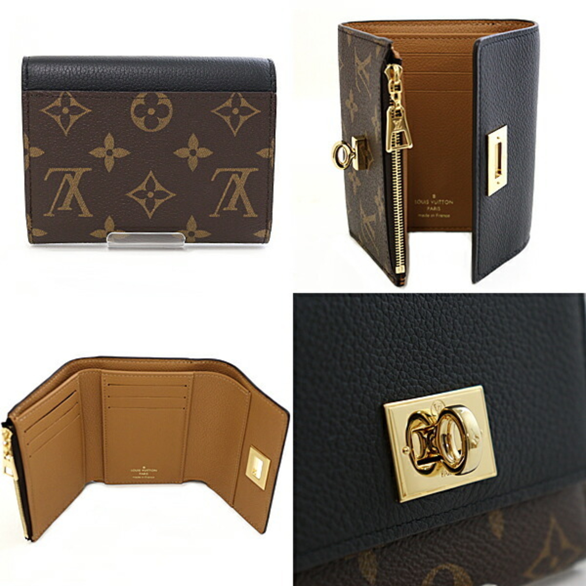 Louis Vuitton LOUIS VUITTON Portefeuille Victorine Tri-fold Wallet M82640 Brown Black