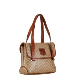 Celine Macadam Handbag Beige Brown PVC Leather Women's CELINE