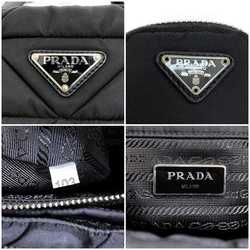 Prada 2way Bag Renylon Faded Black NERO Tessuto 1BG373 f-20524 Shoulder Nylon Leather PRADA Quilted Thick Strap Handbag Triangle Plate Item