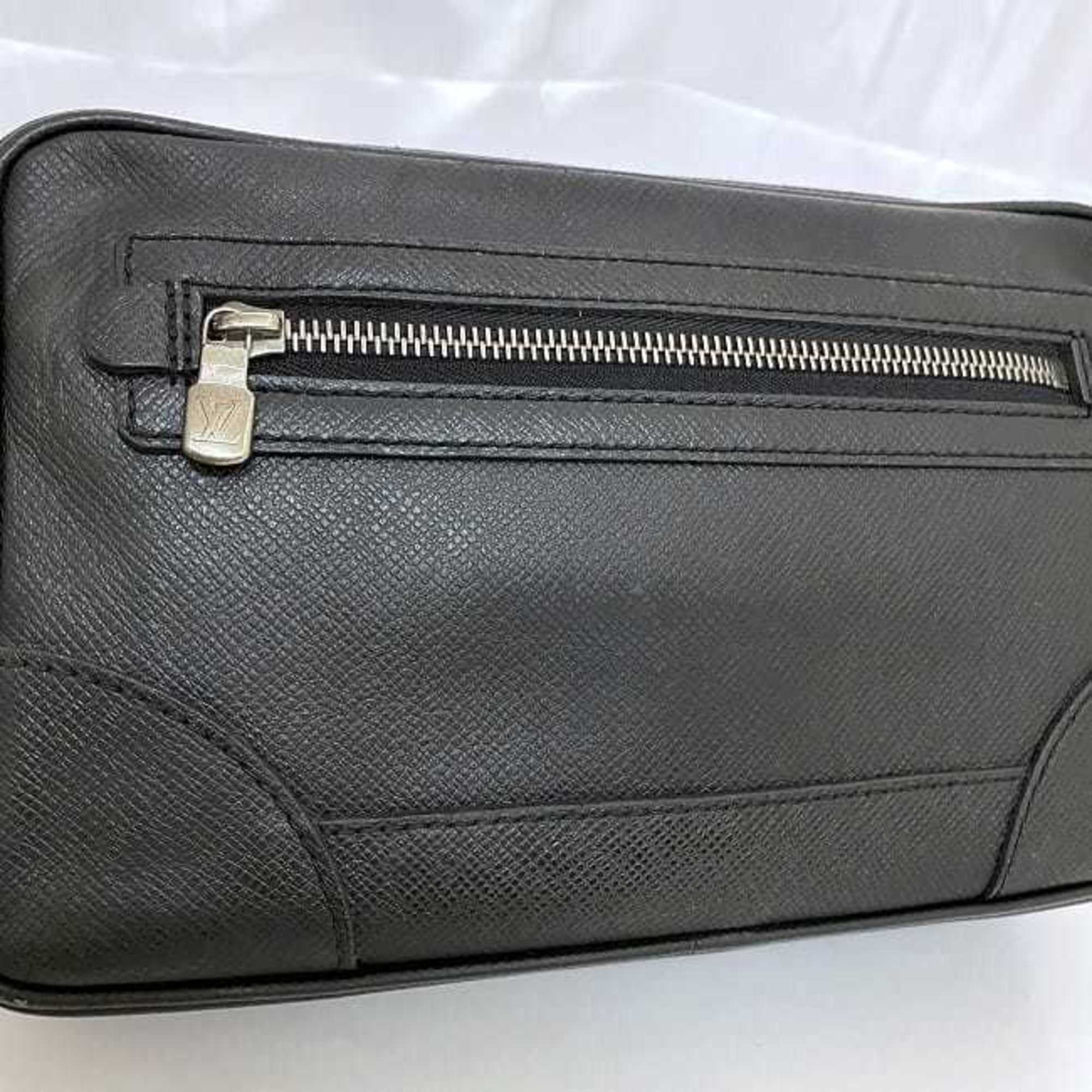 Louis Vuitton Second Bag Pavel Black Ardoise Taiga M31142 f-20294 Leather MI3077 LOUIS VUITTON Clutch with Strap Men's LV Compact