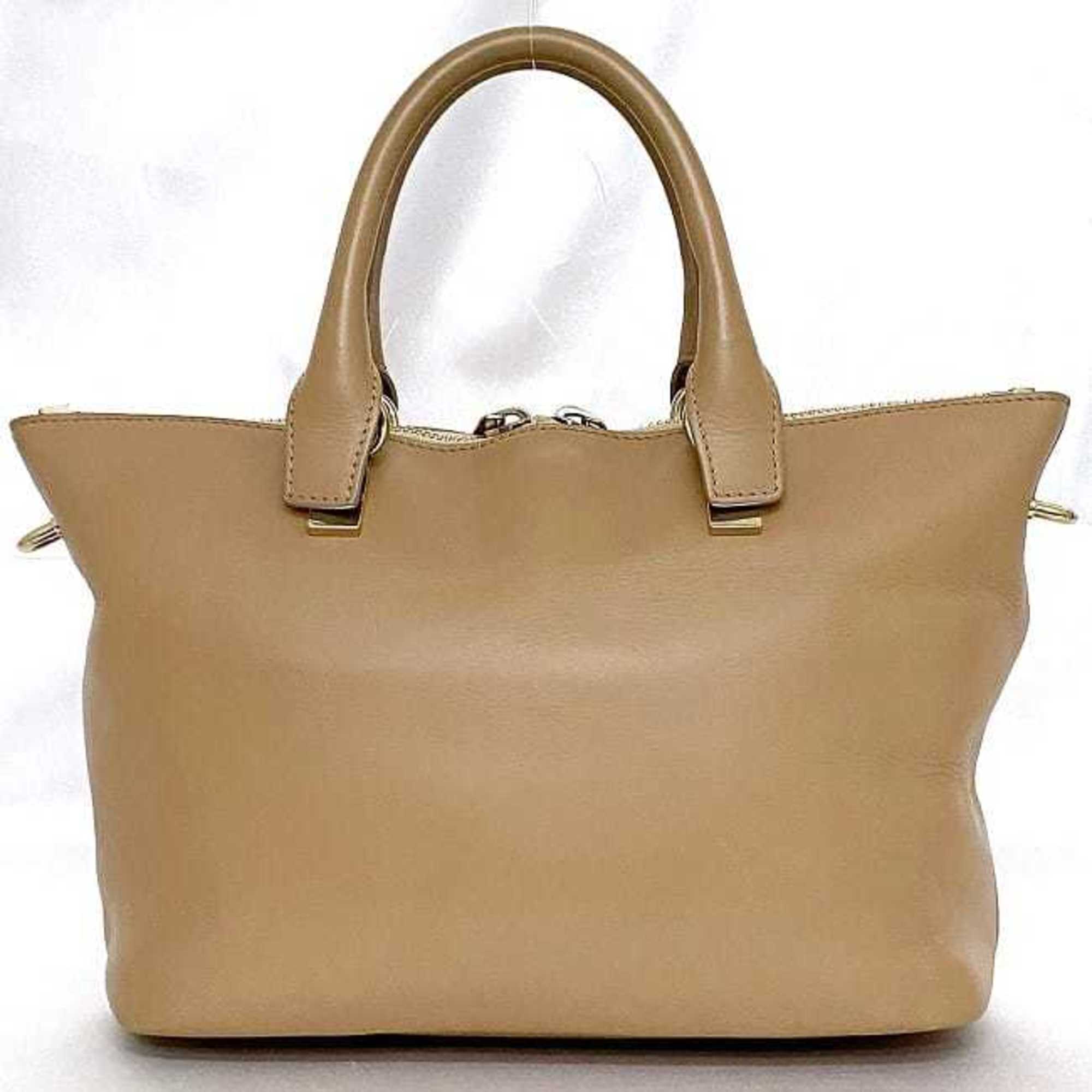 Chloé Chloe 2-way bag beige salmon pink ec-20561 shoulder leather handbag thick strap bicolor ladies