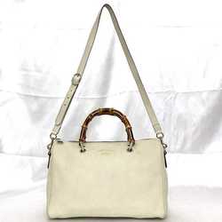 Gucci 2-way Boston bag White Bamboo 353124 f-20585 Handbag Shoulder Leather GUCCI Ladies