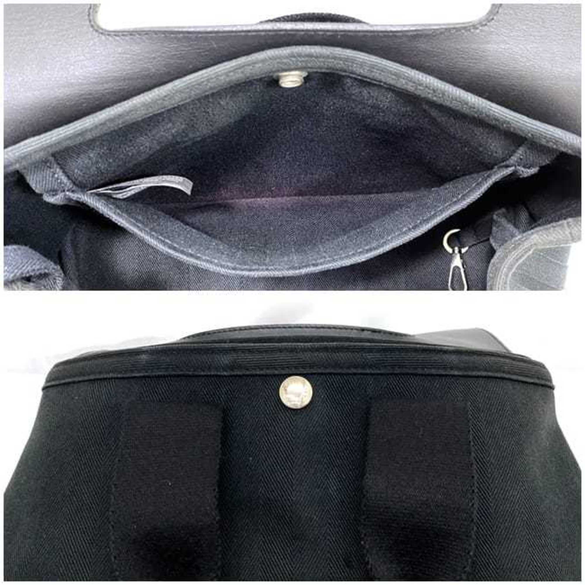 Hermes handbag Valparaiso PM black - f-20618 canvas leather HERMES flap tote bag freestanding ladies