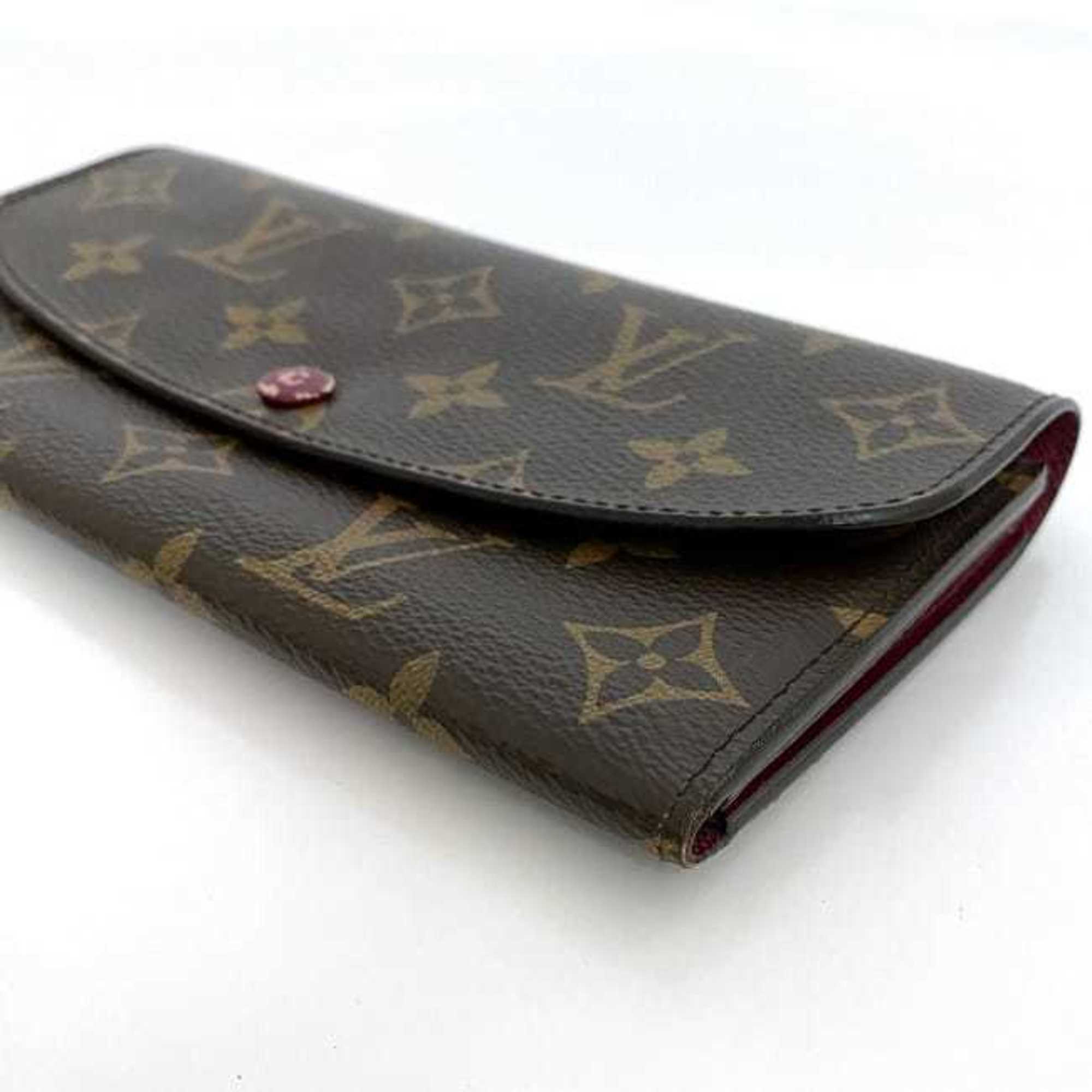 Louis Vuitton Bi-fold Long Wallet Portefeuille Emily Brown Pink Fuchsia Monogram M60697 ec-20511 Canvas SN0148 LOUIS VUITTON Flap LV
