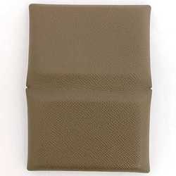 Hermes Card Case Calvi Beige Etoupe f-20535 Business Holder Leather Togo D Stamp HERMES Men's Women's Compact