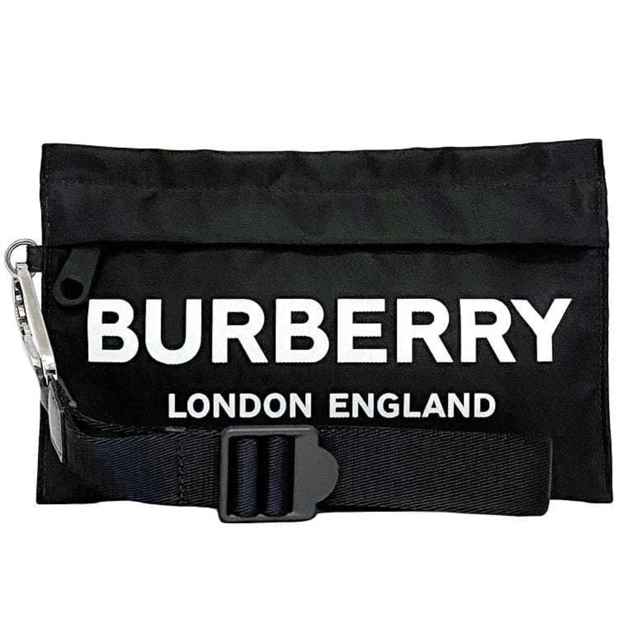 Burberry Pouch Black London ec-20580 Clutch Bag Nylon Canvas BURBERRY Carabiner Compact