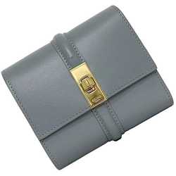 Celine Tri-fold Wallet Small Trifold Blue Gray 16 Save 10F523 f-20526 Leather CELINE Compact Turnlock