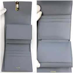 Celine Tri-fold Wallet Small Trifold Blue Gray 16 Save 10F523 f-20526 Leather CELINE Compact Turnlock
