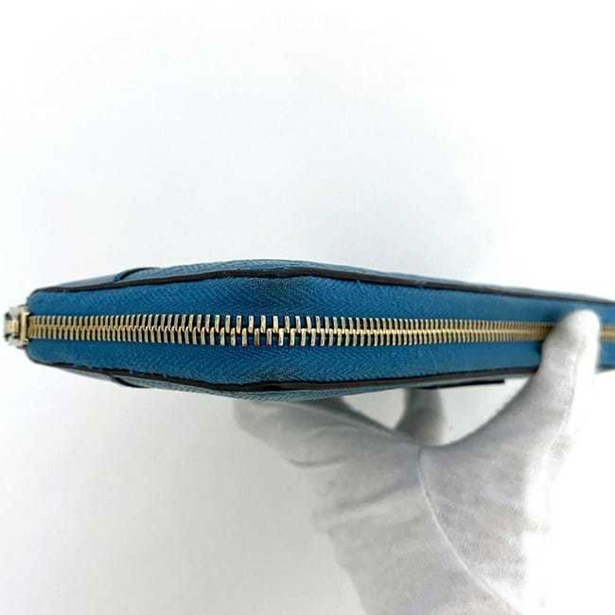 Gucci Round Long Wallet Blue Diamante 354487 ec-20594 Leather GUCCI Women's
