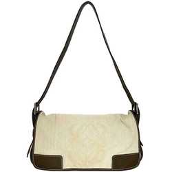LOEWE Bag Cream White Brown Anagram 311.80.008 ec-20500 Handbag Canvas Leather Flap Women's