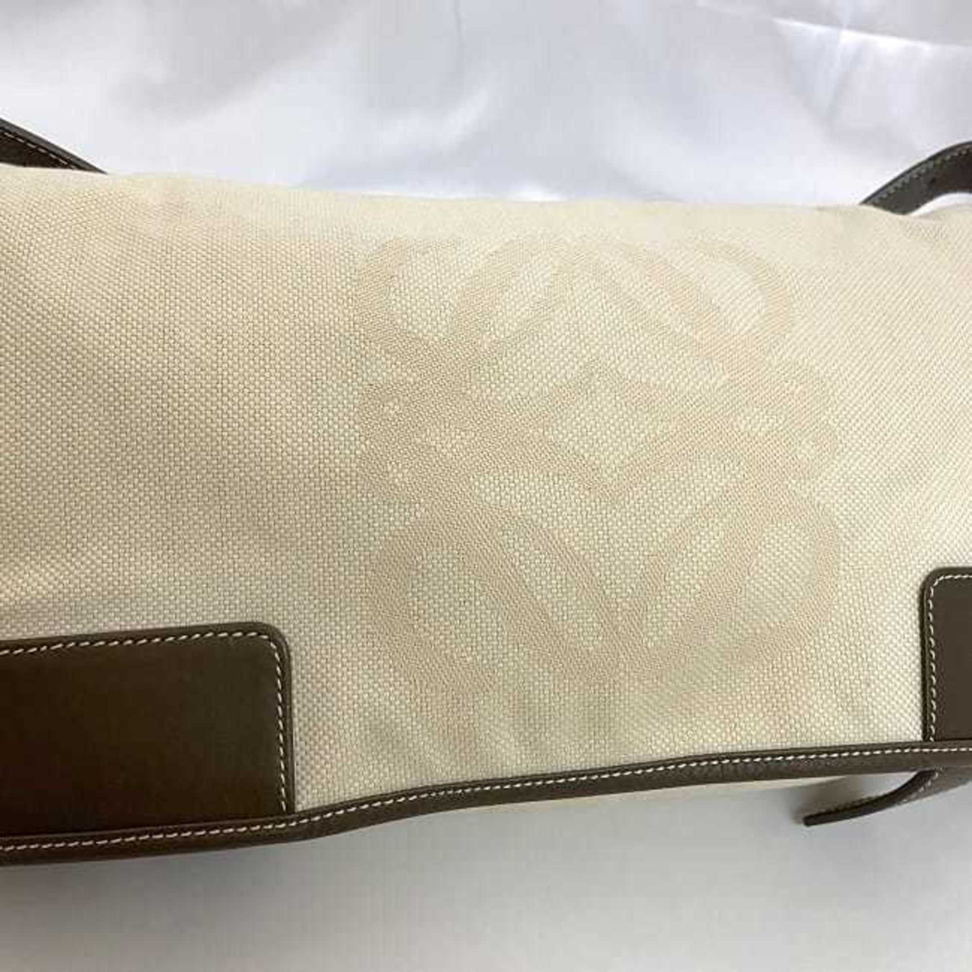 LOEWE Bag Cream White Brown Anagram 311.80.008 ec-20500 Handbag Canvas Leather Flap Women's