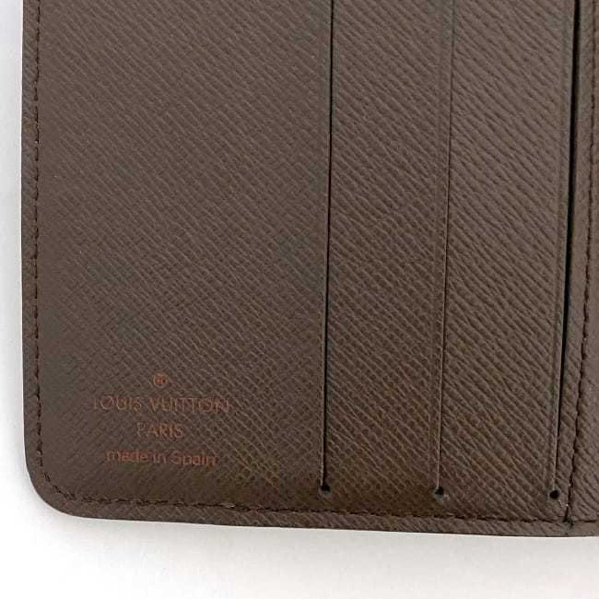 Louis Vuitton Bi-fold Wallet Compact Zip Brown Damier Ebene N61668 ec-20548 Folding Canvas CA1004 LOUIS VUITTON LV Women's Men's