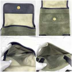 LOEWE shoulder bag khaki green anagram ec-20540 pochette suede leather flap ladies retro