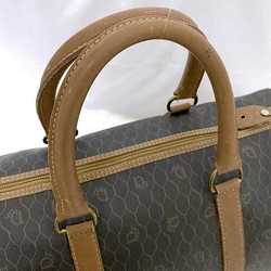 Christian Dior Boston Bag Gray Brown Honeycomb ec-20502 PVC Leather Women's