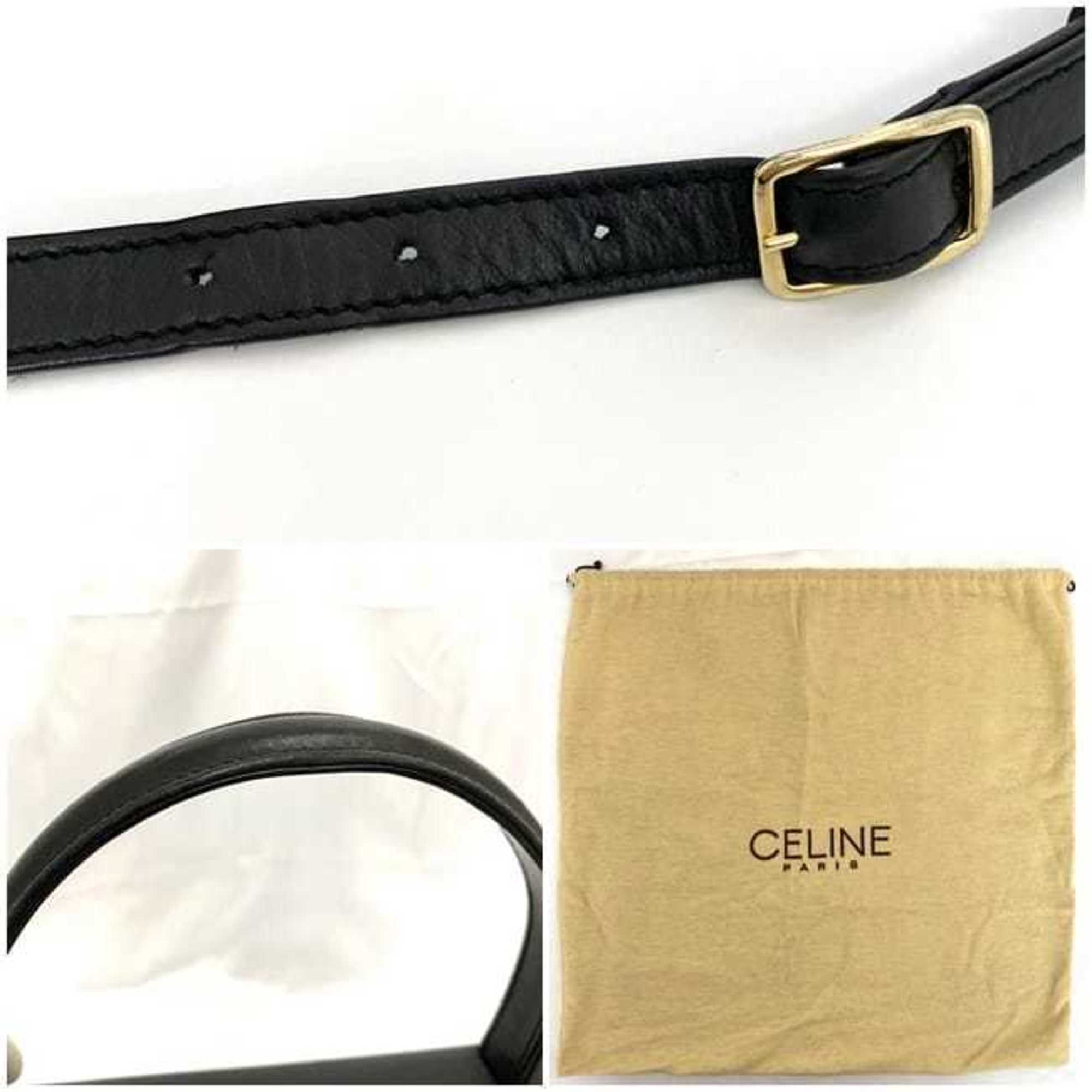 Celine 2-way bag black ec-20508 shoulder leather F/09 CELINE flap ladies retro