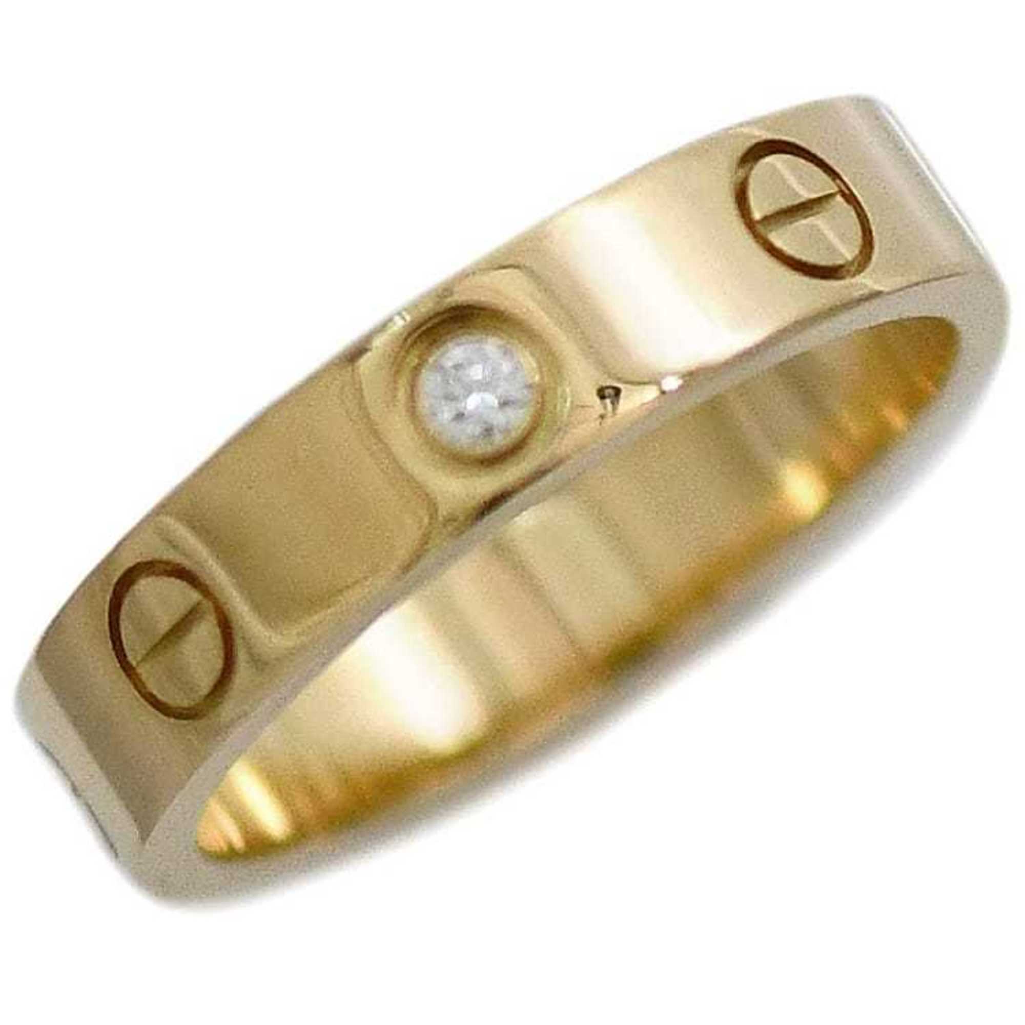 Cartier Love Ring 1P Diamond Yellow Gold YG f-20600 Size 10 750 K18 Wedding Band Authenticity Single Stone