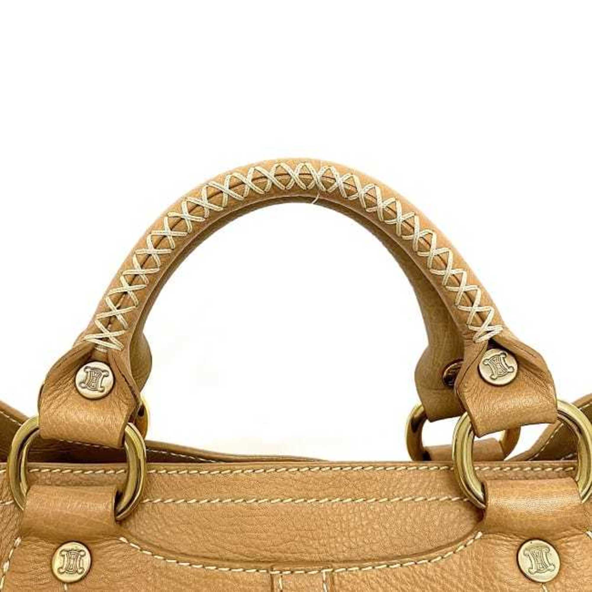 Celine Handbag Boogie Bag Beige ec-20552 Leather CELINE Pocket Stitch Tote Ladies