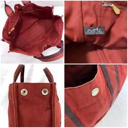 Hermes Tote Bag Foultou MM Red ec-20582 Handbag Canvas HERMES a4 Women's