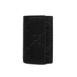 Gucci Jumbo GG Key Case 625565 Leather Black Men's