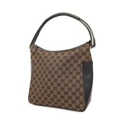 Gucci Handbag GG Canvas 001 3766 Leather Brown Black Women's