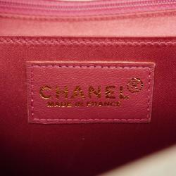 Chanel Shoulder Bag Chocobar Sport Lambskin White Pink Women's