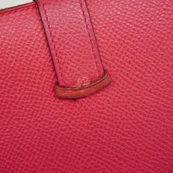 Hermes Long Wallet Bearn Soufflet D Engraved Epsom Leather Rose Extreme Women's