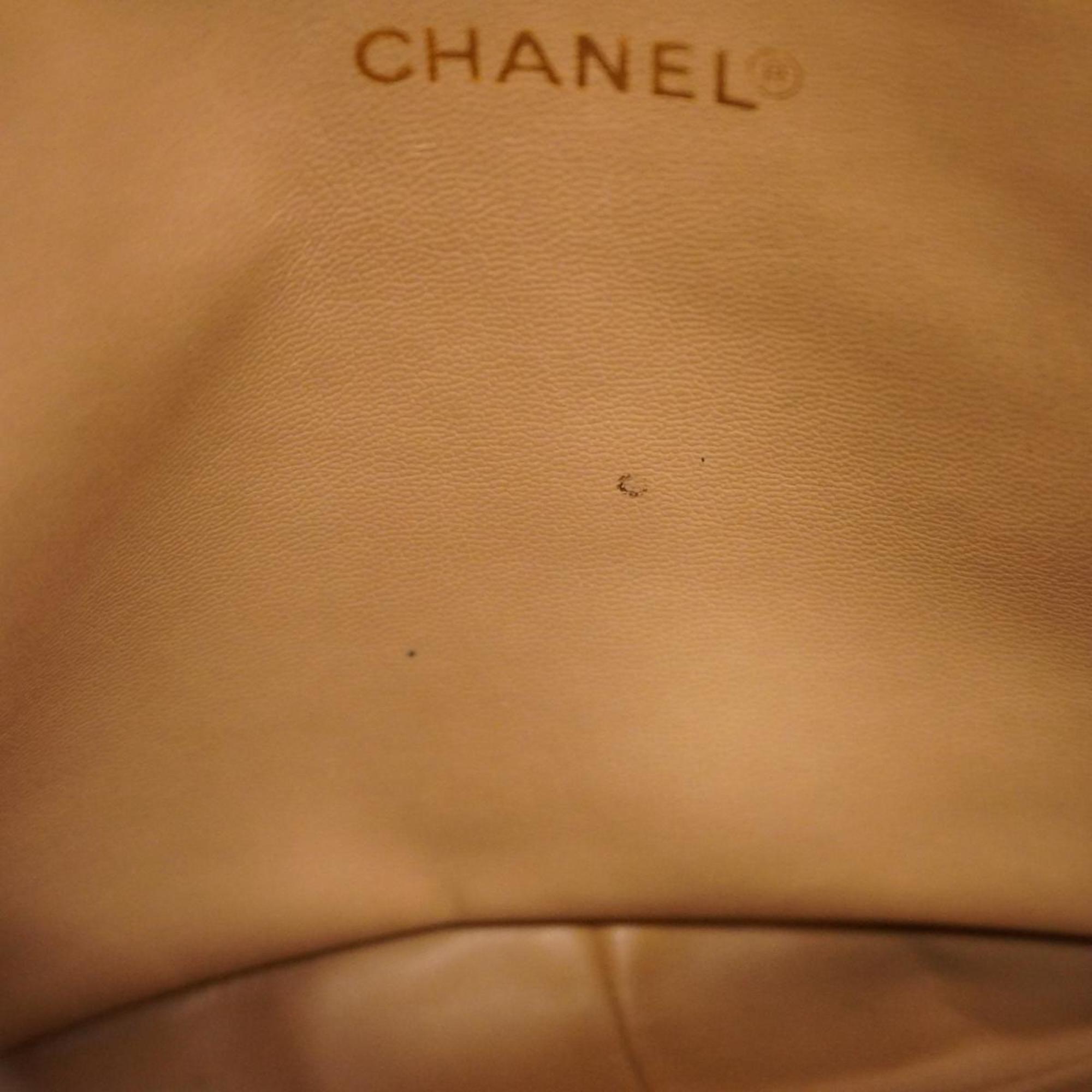 Chanel Shoulder Bag Chain Caviar Skin Beige Women's
