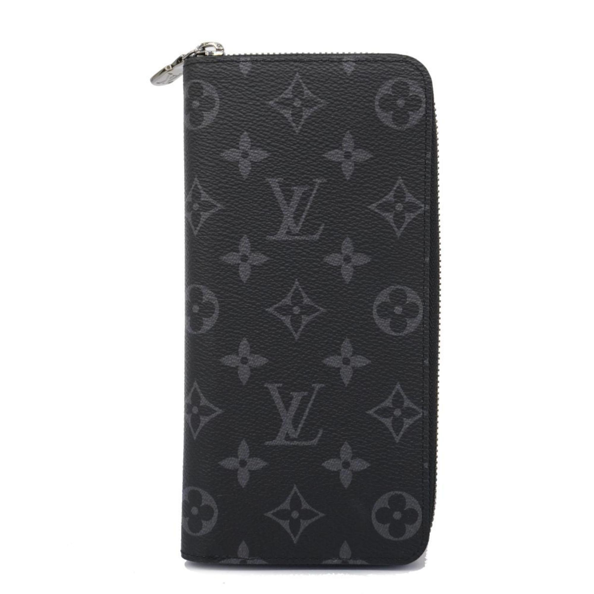 Louis Vuitton Long Wallet Monogram Eclipse Zippy Vertical M62295 Black Men's