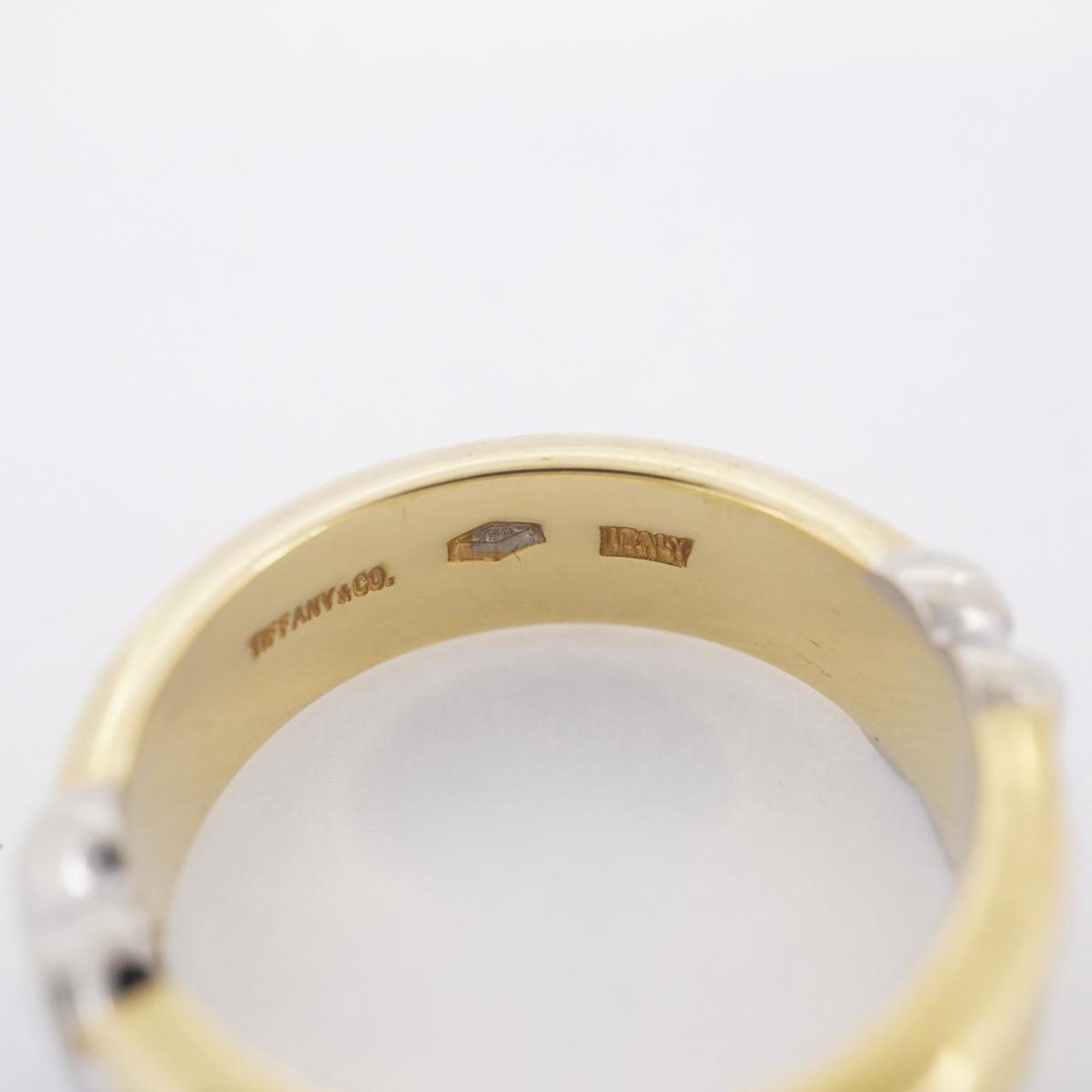 Tiffany Ring Signature Cross 2PD Diamond K18YG Yellow Gold K18WG White Women's
