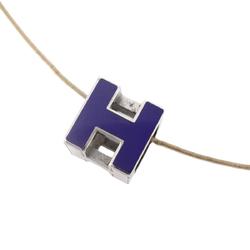 Hermes Necklace, Cage d'Ash, Metal, Silver, Blue, Women's