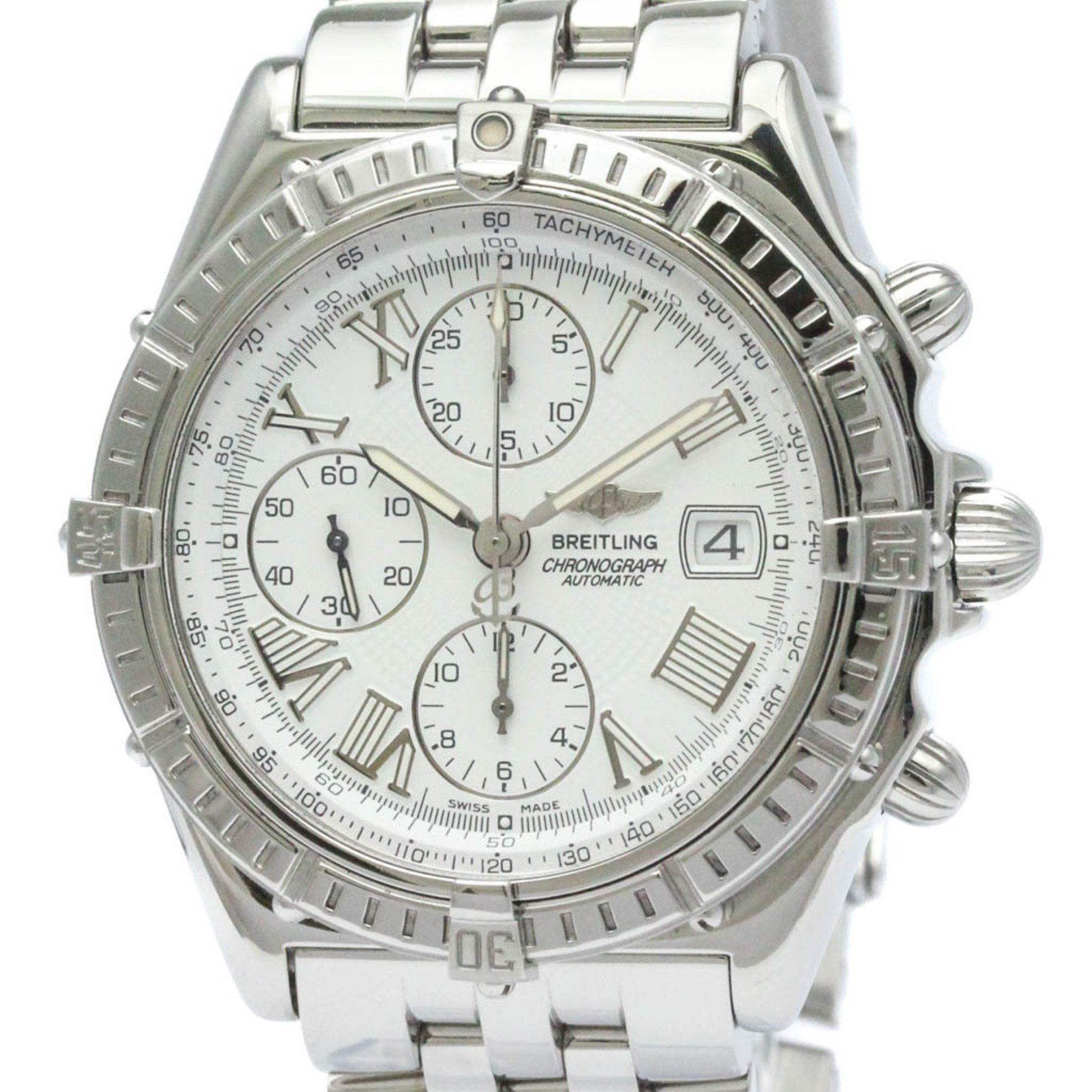 Polished BREITLING Crosswind Steel Automatic Mens Watch A13355 BF571764
