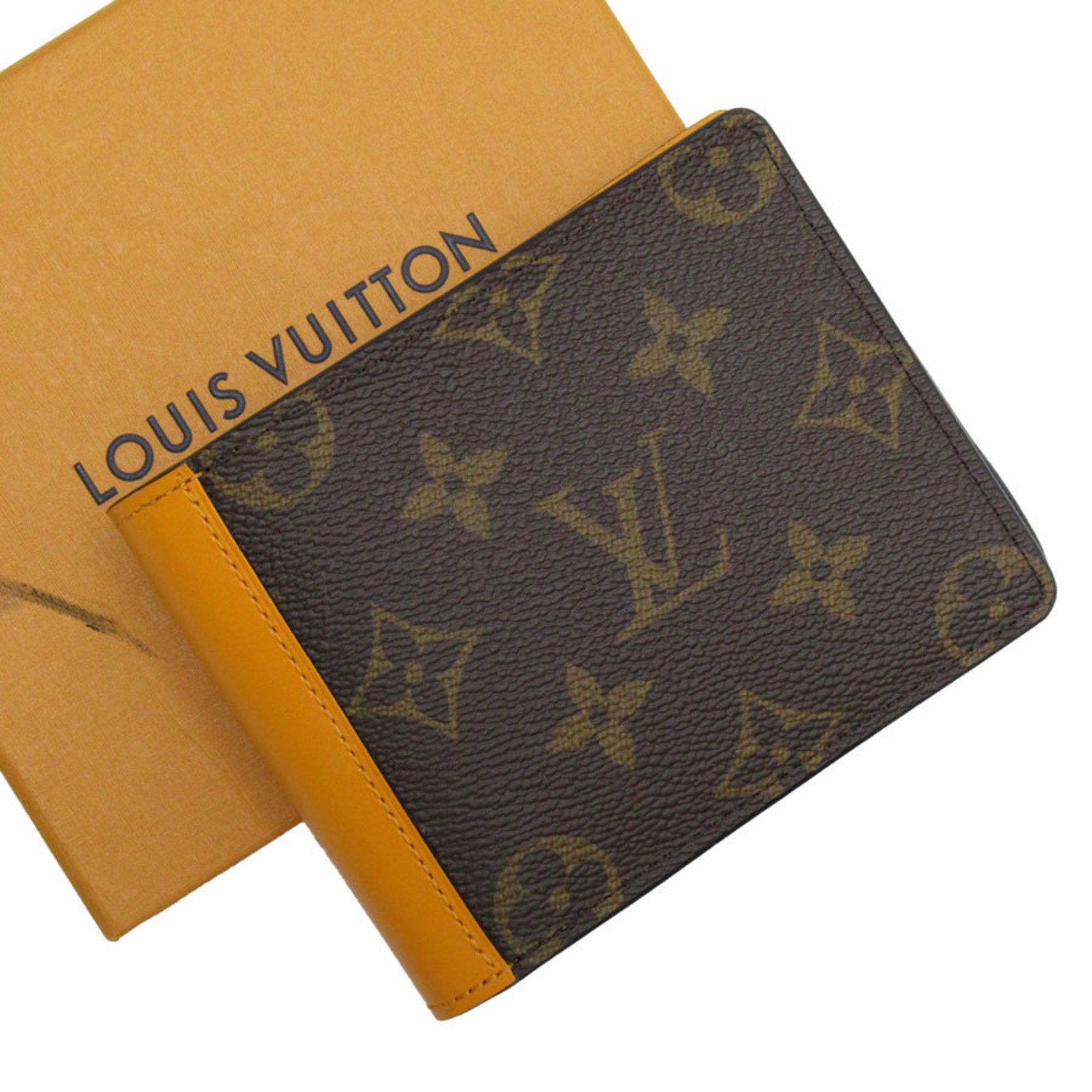 Louis Vuitton LOUIS VUITTON Wallet Monogram Macassar Portefeuille Multiple Brown Orange Men's w0485j