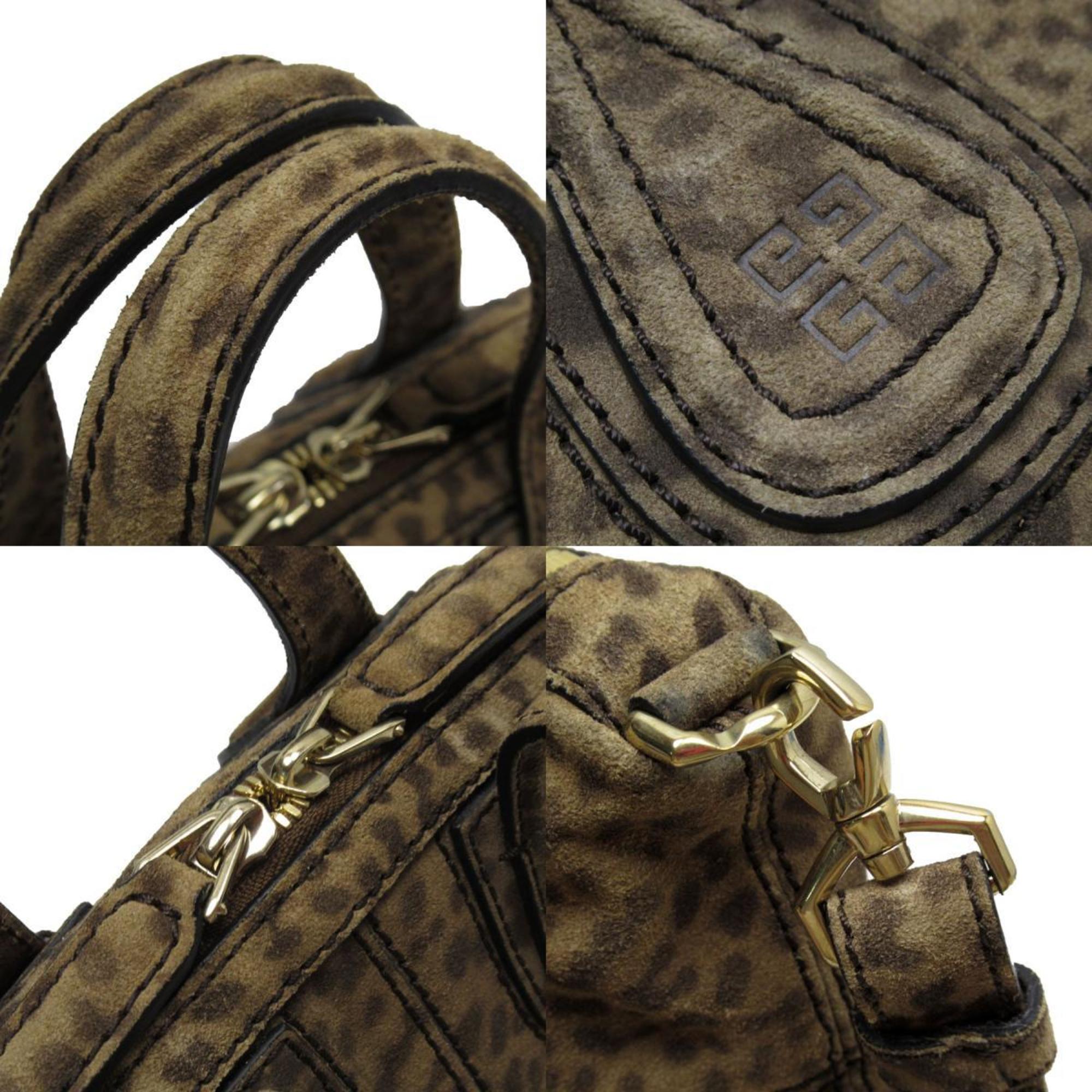 Givenchy Handbag Shoulder Bag Nightingale Micro Suede Brown Gold Women's w0506f