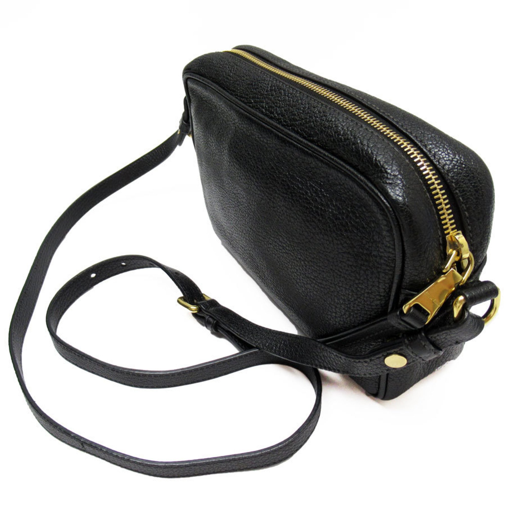 Miu Miu Miu shoulder bag leather black gold ladies w0444a