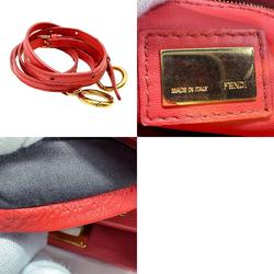 FENDI handbag shoulder bag peekaboo leather pink gold ladies z1548