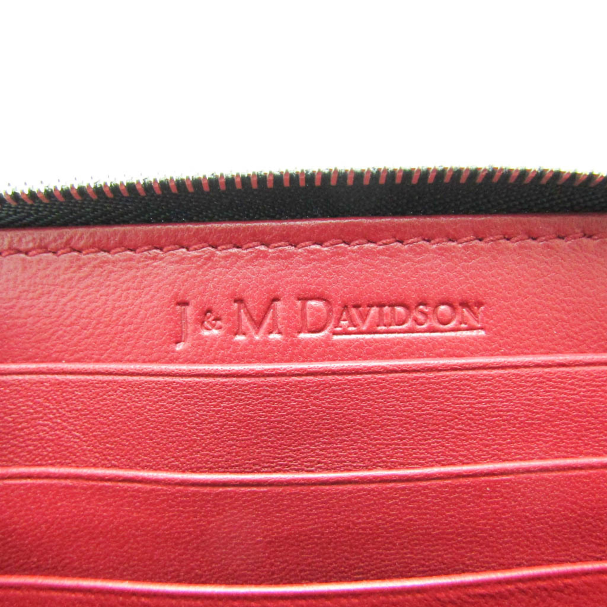 J&M Davidson SMALL ZIP AROUND PURSE 10264N Women's Leather Coin Purse/coin Case Black,Bordeaux