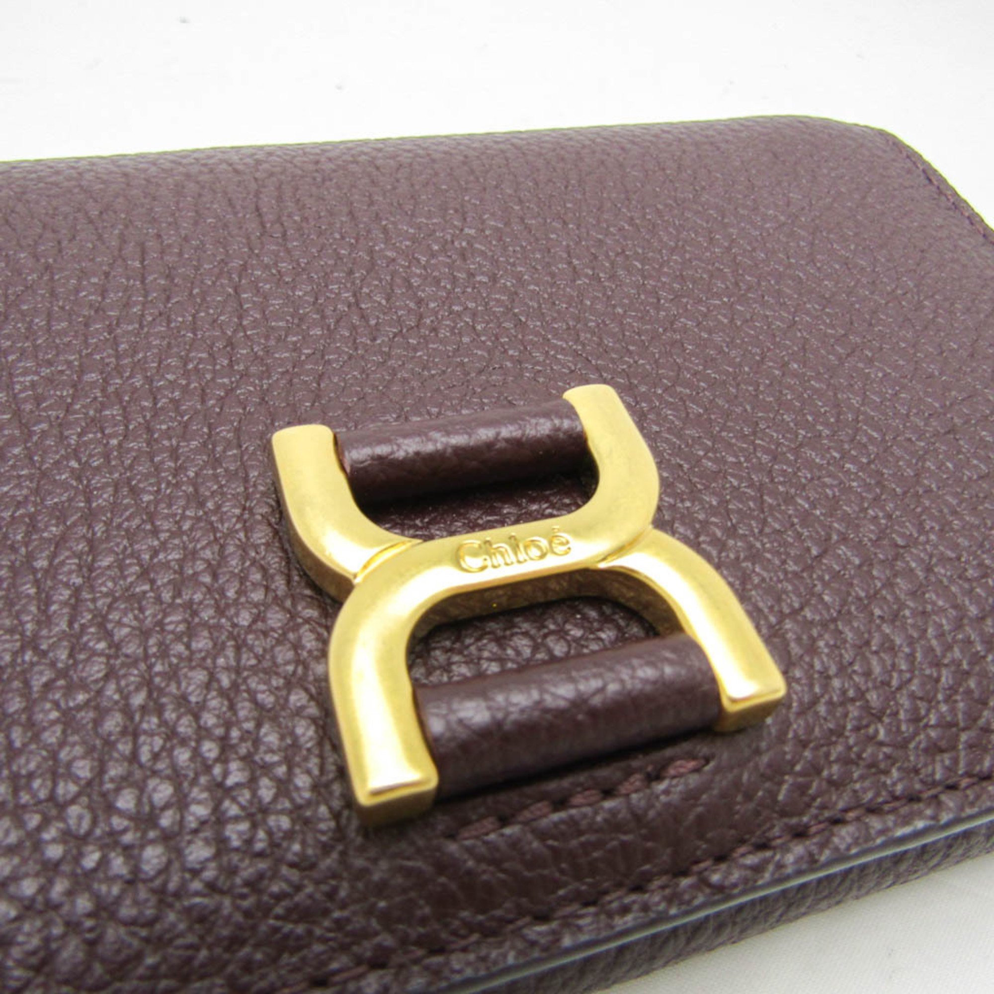 Chloé Marcie CHC23AP097I31 Women's Leather Middle Wallet (tri-fold) Bordeaux Brown