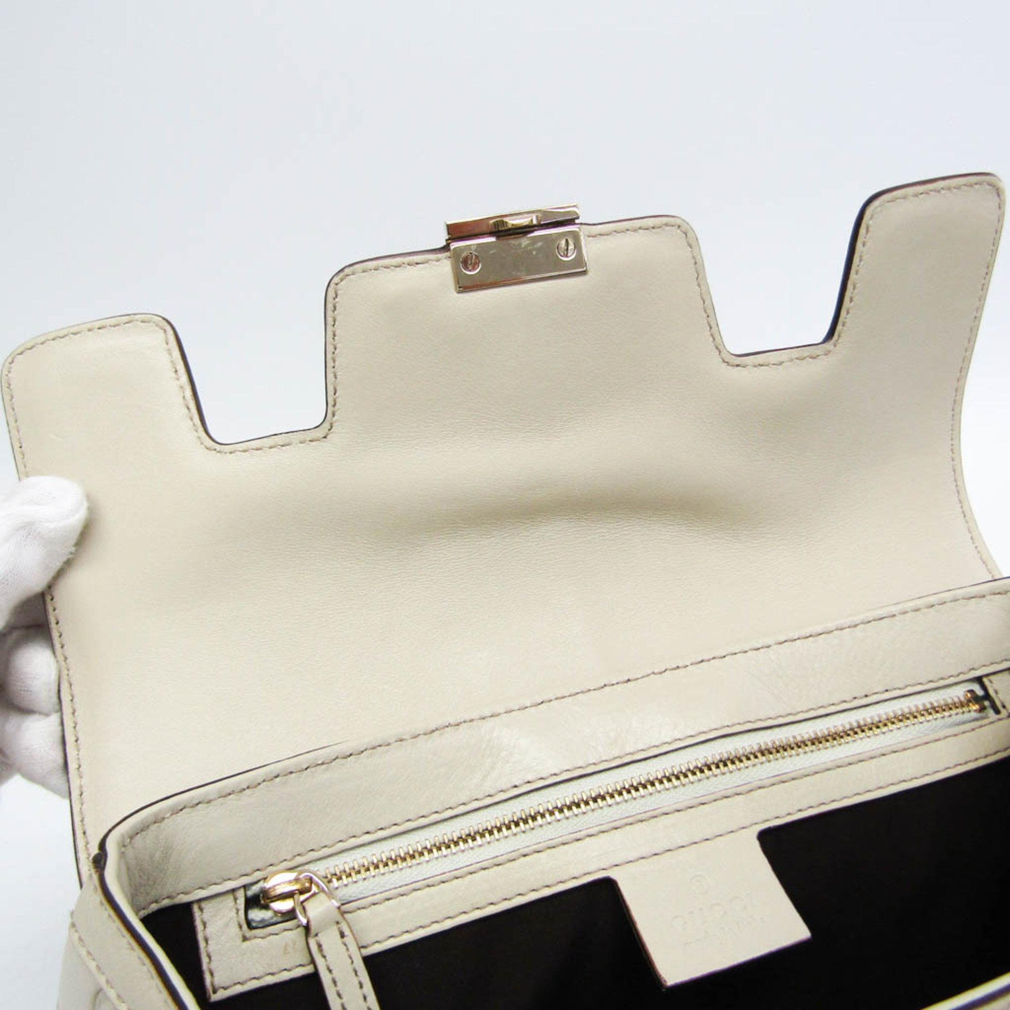 Gucci Guccissima 154382 Women's Leather Handbag Light Beige,Off-white