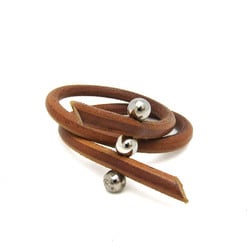 Hermes Roulette Hill Choker Leather,Metal No Stone Bangle Brown,Silver