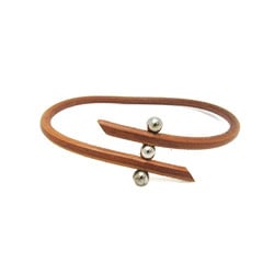 Hermes Roulette Hill Choker Leather,Metal No Stone Bangle Brown,Silver