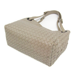 Bottega Veneta Intrecciato Women's Leather Handbag Gray Beige